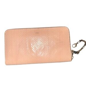 Chloé Leather Zip Wallet with Chain
